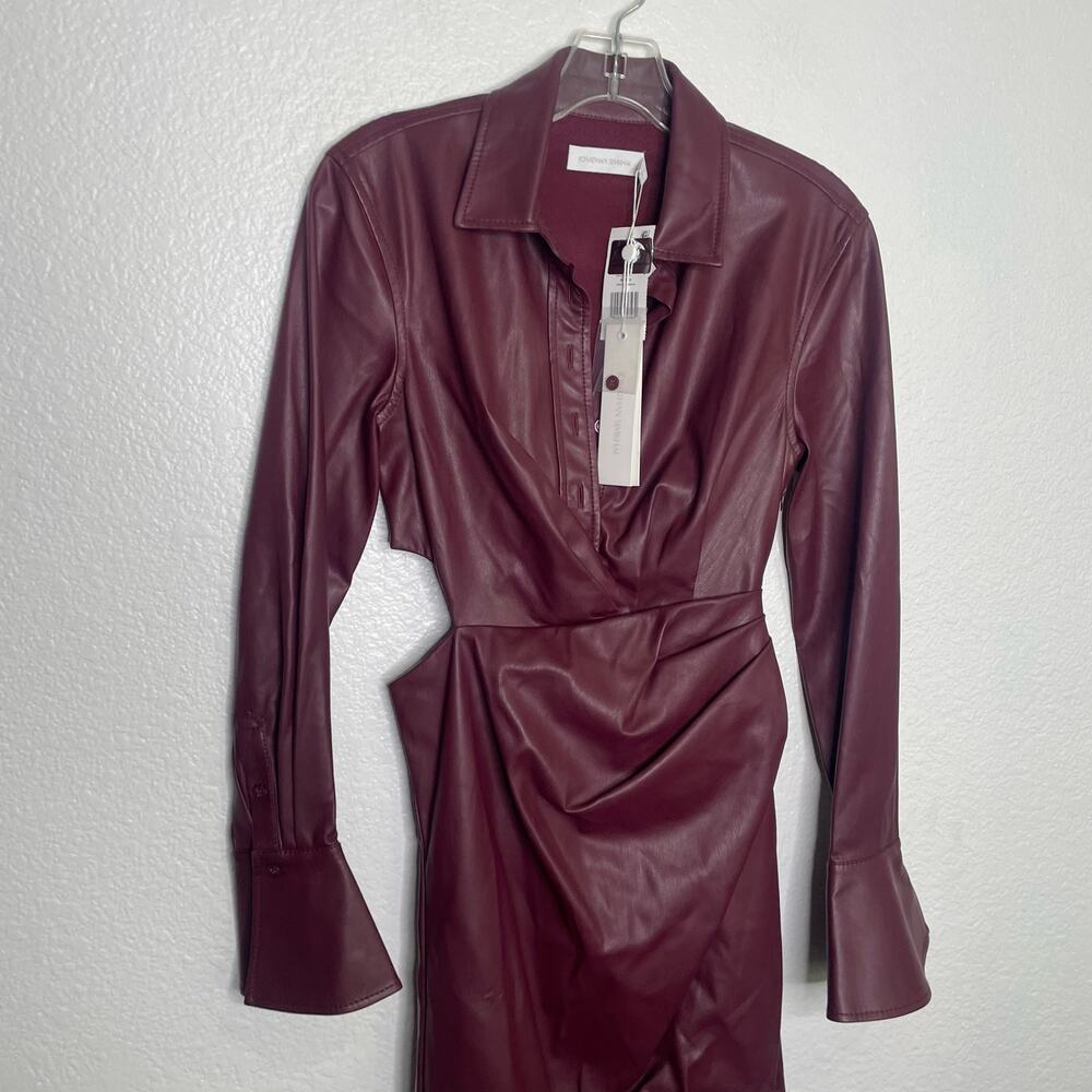 Jonathan Simkhai Burgundy Leather Midi Dress - Picture 9 of 16